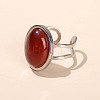 304 Stainless Steel & Natural Red Agate Cuff Rings FS-WGDE3F0-01-1