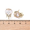 Brass Micro Pave Cubic Zirconia Stud Earring Findings with Natural Gemstone KK-Z096-05G-3