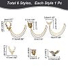 6Pcs 6 Style Lion & Eagle & Deer Rhinestone Safety Pin Brooches JEWB-WR0001-01-2
