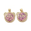 Brass Micro Pave Cubic Zirconia with Synthetic Opal Pendants KK-D096-22G-1