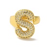 Letter Brass Micro Pave Clear Cubic Zirconia Open Cuff Ring for Women RJEW-N046-03S-G-2
