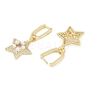 Brass Micro Pave Clear Cubic Zirconia ABS Pearl Hoop Earrings for Women EJEW-S225-17G-2