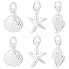6Pcs 3 Styles Ocean 925 Sterling Silver Pendants STER-BBC0009-57-1