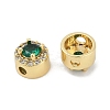 Rack Plating Brass Micro Pave Cubic Zirconia Flat Round Beads KK-C007-13G-05-2