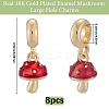 8Pcs Brass Red Enamel Vegetable European Dangle Charms OPDL-BBC0001-03G-02-2