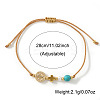 Brass Saint Benedict Medal Cross Synthetic Turquoise Beaded Braided Bracelets FP7792-1-5