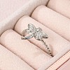 304 Stainless Steel Crystal Rhinestone Cuff Rings for Women LS-RJEW-G338-02P-2
