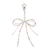 Bowknot Glass Seed & Acrylic Pendant Decoration HJEW-FZ00037-1