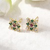 Rhombus Brass Micro Pave Cubic Zirconia Stud Earrings EJEW-L306-02G-2