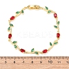 Brass Micro Pave Cubic Zirconia Link Chain Bracelets for Women BJEW-K292-01G-5