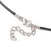 Handmade Blue and White Porcelain & Glass Seed Beaded Flower Pendant Waxed Cotton Cord Necklaces NJEW-MZ00141-5