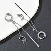 304 Stainless Steel Crystal Rhinestone Moon with Star Tassel Hoop Earrings EJEW-G453-03P-3