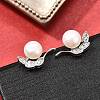 925 Sterling Silver Clear Cubic Zirconia Leaf Stud Earrings EJEW-L300-08P-1