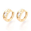 Brass Micro Pave Clear Cubic Zirconia Hoop Earrings EJEW-T048-46G-1