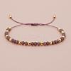 Glass & Brass Round Beads Braided Bead Bracelets RD6595-16-1