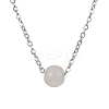 Natural Rose Quartz Round Bead Pendant Necklaces NJEW-JN04551-02-1