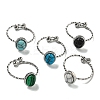 Oval 304 Stainless Steel Open Cuff Rings STAS-Z060-10P-1