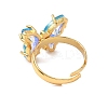 Adjustable Brass Glass Finger Rings RJEW-P148-A01-23-3