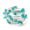 5-Loop Synthetic Turquoise(Dyed) Chip Beaded Wrap Bracelets for Women BJEW-JB01517-09-2