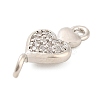 Brass Micro Pave Clear Cubic Zirconia Heart Connector Charms KK-H527-03B-P-2