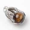 Eagle Claw Alloy Natural Tiger Eye Pendants G-L455-A14-2