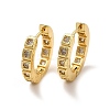 Clear Cubic Zirconia Square Hoop Earrings EJEW-G342-10G-1