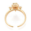 Crown Brass Micro Pave Clear Cubic Zirconia Cuff Ring Settings KK-T076-24G-3