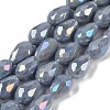 Opaque Solid Color Electroplate Glass Beads Strands EGLA-N013-P8mm-B05-1