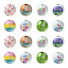 100Pcs 8 Styles Printed Wood European Beads WOOD-CJ0001-84-1