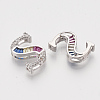 Brass Cubic Zirconia Slide Charms ZIRC-S063-01S-P-2