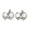 Brass Clear Cubic Zirconia Pave Natural Shell Bowknot Charms KK-P283-09P-1