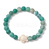 Dyed Natural Weathered Agate Round Beads Stretch Bracelets BJEW-JB11078-05-1