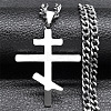 Russian Orthodox Cross 201 Stainless Steel Pendant Twisted Chain Necklaces NJEW-C104-01B-P-1
