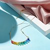 Shell Pearl & Faceted Glass Beads Pendant Necklace for Teen Girl Women NJEW-TA00012-3