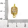 Brass Micro Pave Clear Cubic Zirconia Hollow Column Connector Charms KK-A230-05F-G-3
