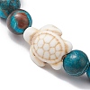 Summer Beach Turtle Dyed Synthetic Turquoise & Round Ocean Jasper Beaded Stretch Bracelets for Women BJEW-JB10937-02-3