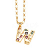 Brass Pave Colorful Cubic Zirconia Initial Pendant Necklaces FS-WG26597-23-1
