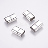 Tarnish Resistant Rectangle 304 Stainless Steel Magnetic Clasps with Glue-in Ends LS-STAS-M195-11-1
