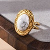 Oval Natural Howlite Finger Rings RJEW-M063-01G-10-5