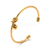 Ion Plating(IP) 304 Stainless Steel Love Knot Open Cuff Bangle BJEW-P283-02G-3