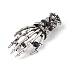 Halloween Theme Rhinestone Skeleton Hand Brooch Pin LS-JEWB-F018-01AS-2