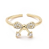 Clear Cubic Zirconia Bowknot Open Cuff Ring RJEW-I094-07G-2