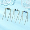 3 Pairs Brass Rhinestone Round Tassel Stud Earrings EJEW-JE06845-2