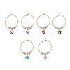 Evil Eye Heart Brass Enamel Pendants Wine Glass Charms Sets AJEW-JO00176-1
