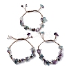 Adjustable Natural Fluorite Braided Bead Bracelets for Women BJEW-U035-02I-4