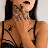 9Pcs 9 Styles Aniaml Alloy Spider & Snake & Bat & Flower Finger Rings Sets for Women PW-WG5EE65-01-1