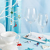 Sea Animal Glass Wine Glass Charms AJEW-GA00018-5