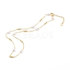 Heart Glass Beaded Chain Necklaces NJEW-JN03394-1