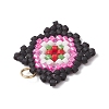 Handmade Glass Seed Beaded  Window Lattice Pattern Shape Pendants PALLOY-MZ00929-05-4