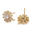 Brass Micro Pave Cubic Zirconia Studs Earring Findings KK-K364-09G-2